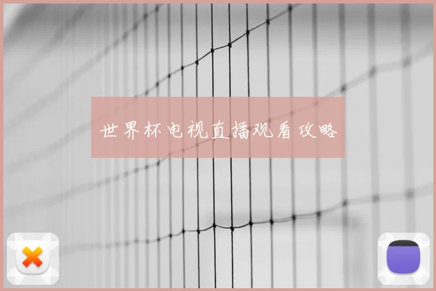 世界杯电视直播观看攻略